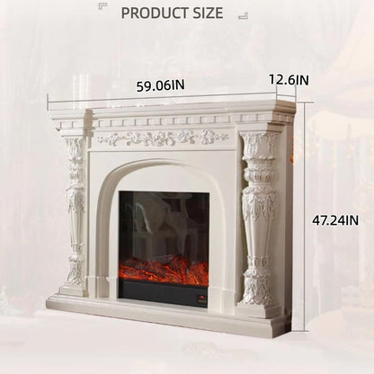 Aihm-Lon Electric Fireplace Includes Ornate Carvings & Double-Column Design 59”