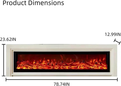 Aihm-Lon Electric Fireplace Includes White Modern Layered Line Design 63”-79”