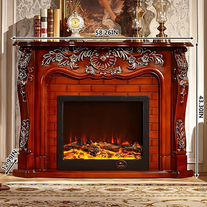 Aihm-Lon Brown Electric Fireplace with Simulated Brick 58”