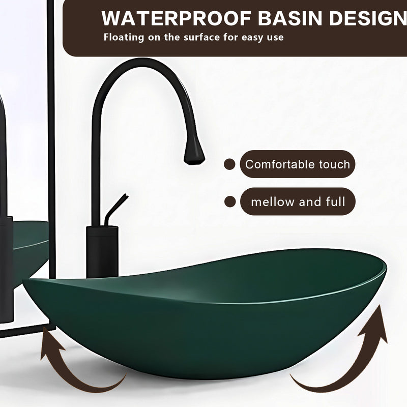 36"- 68" Modern Mounted Bathroom Vanity Set with Single Green Sink And Oval Mirror