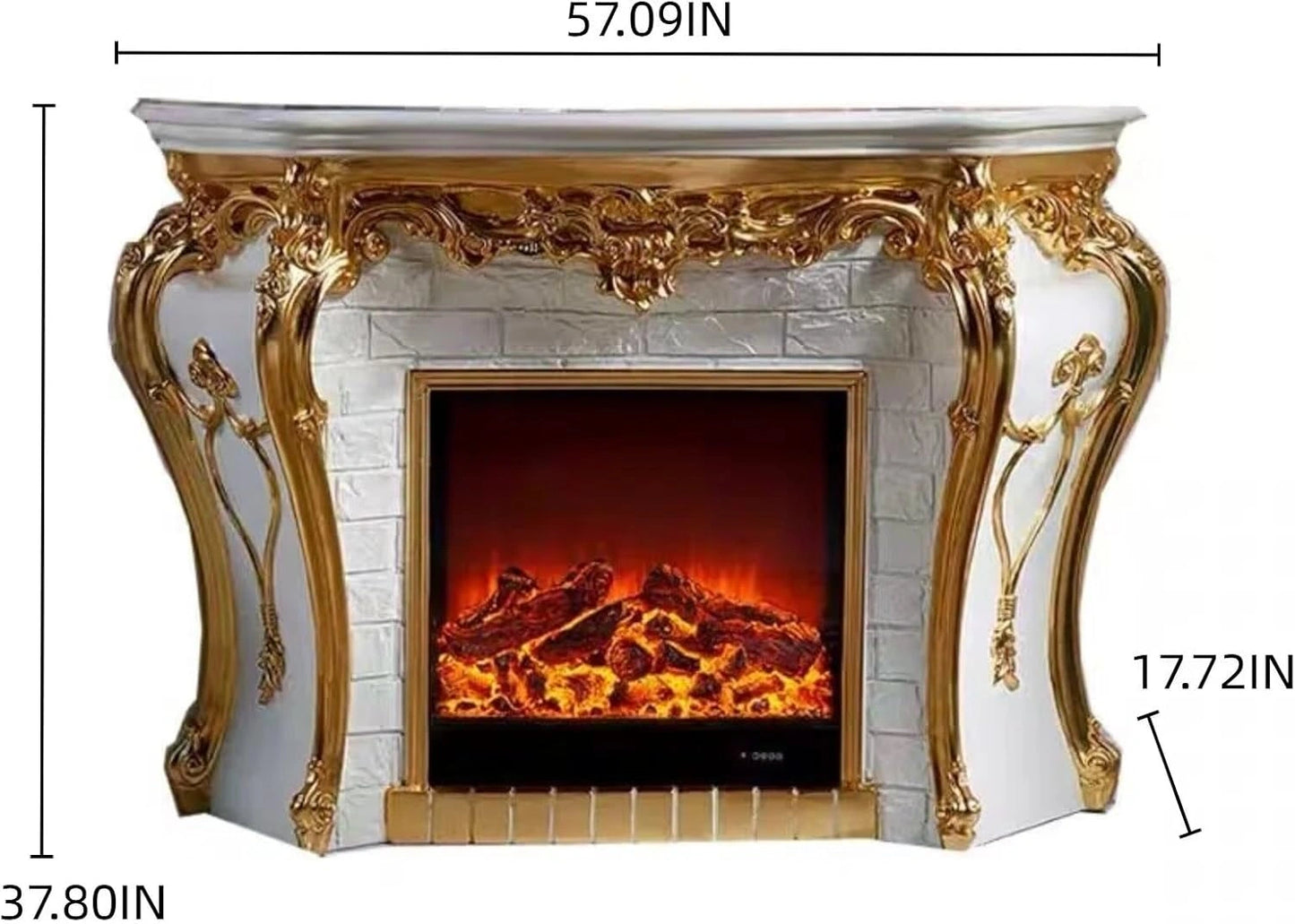 Aihm-Lon Electric Fireplace with Exquisite Carving White Vintage Tall Chimenea TV Stand 57”