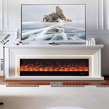 Aihm-Lon French Electric Fireplace with Decorative Flame 79”
