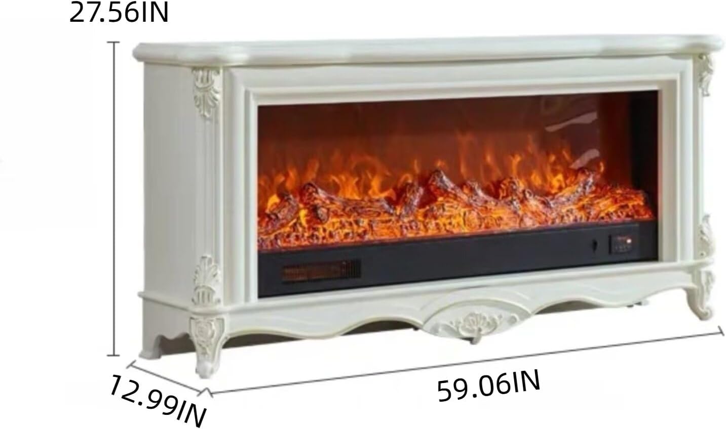 Aihm-Lon Electric Fireplace White Wavy Large TV Stand 59”