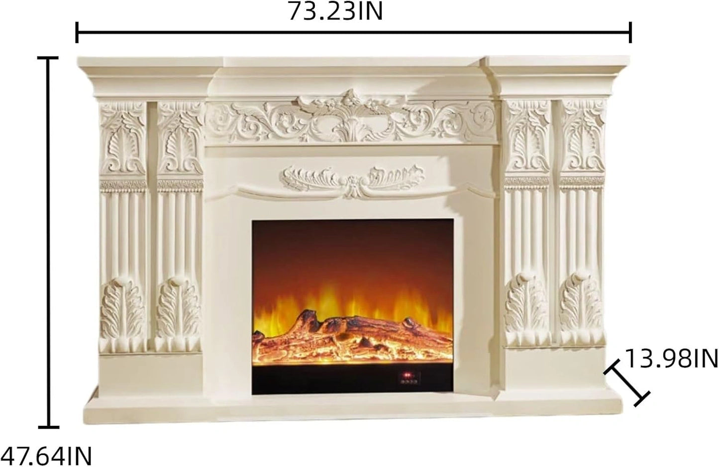 Aihm-Lon White Electric Fireplace with Decorative Real Flame Inserts 73”