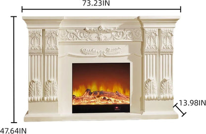 Aihm-Lon White Electric Fireplace with Decorative Real Flame Inserts 73”