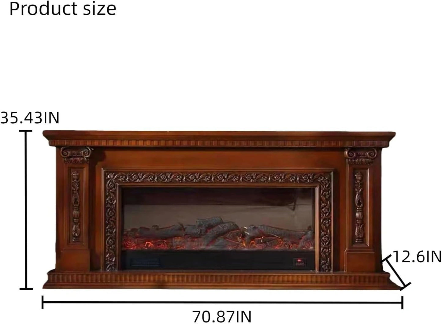 Aihm-Lon Vintage Electric Fireplace with Brown Floral Relief 79”