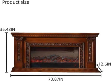 Aihm-Lon Vintage Electric Fireplace with Brown Floral Relief 79”