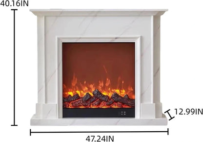 Aihm-Lon Electric Fireplace Includes White Marble Pattern Design 47”