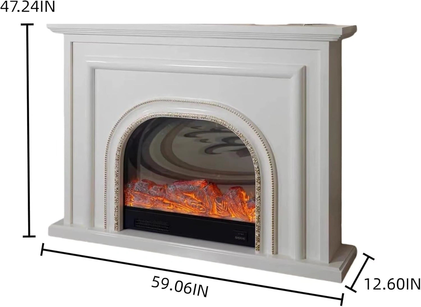 Aihm-Lon Indoor Electric Fireplace with Mantel Includes Realistic Flame 59”