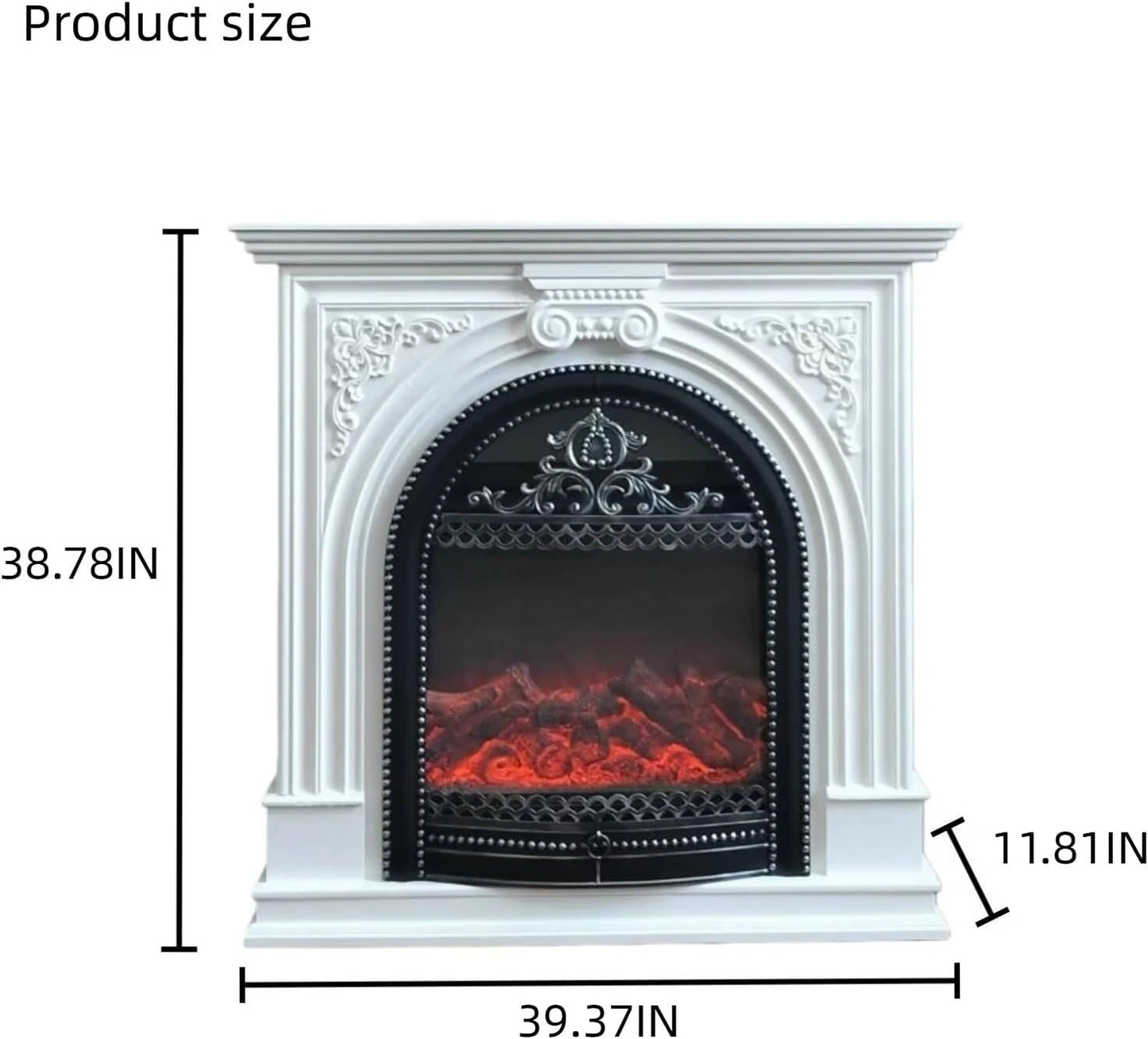 Aihm-Lon White Electric Fireplace with Vintage Hollow Birdcage 39”