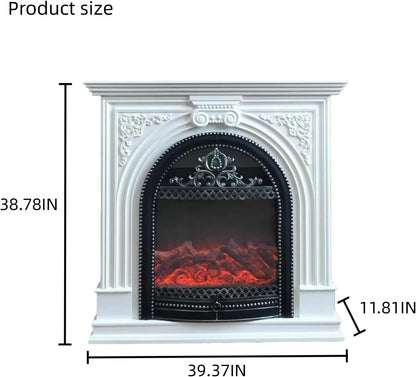 Aihm-Lon White Electric Fireplace with Vintage Hollow Birdcage 39”