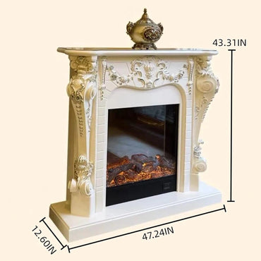 Aihm-Lon Faux Electric Fireplace Includes White European Three-Dimensional Carving 47”