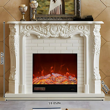 Aihm-Lon Electric Fireplace Includes Retro Brick and Side Carving Design 59”