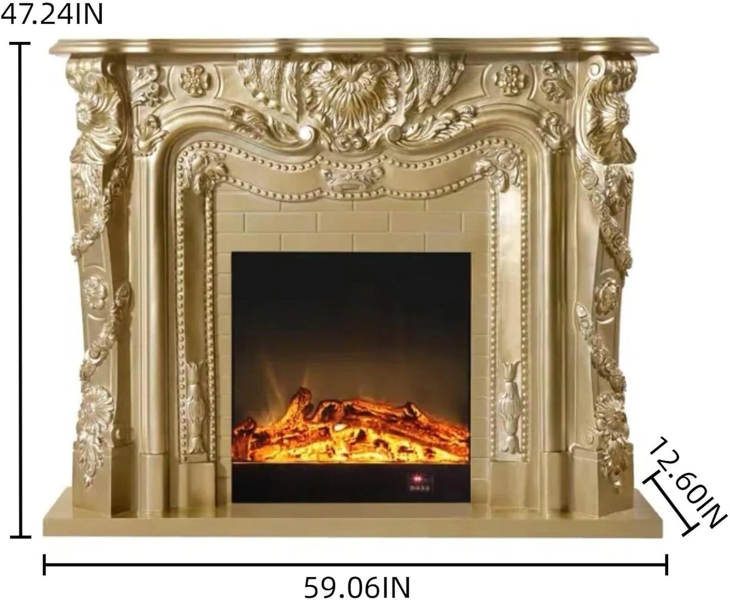 Aihm-Lon Exquisite Electric Fireplace Gold Luxury Countertop Archway 59”