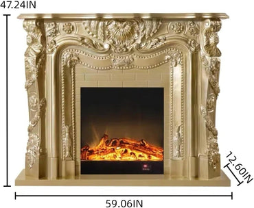 Aihm-Lon Exquisite Electric Fireplace Gold Luxury Countertop Archway 59”