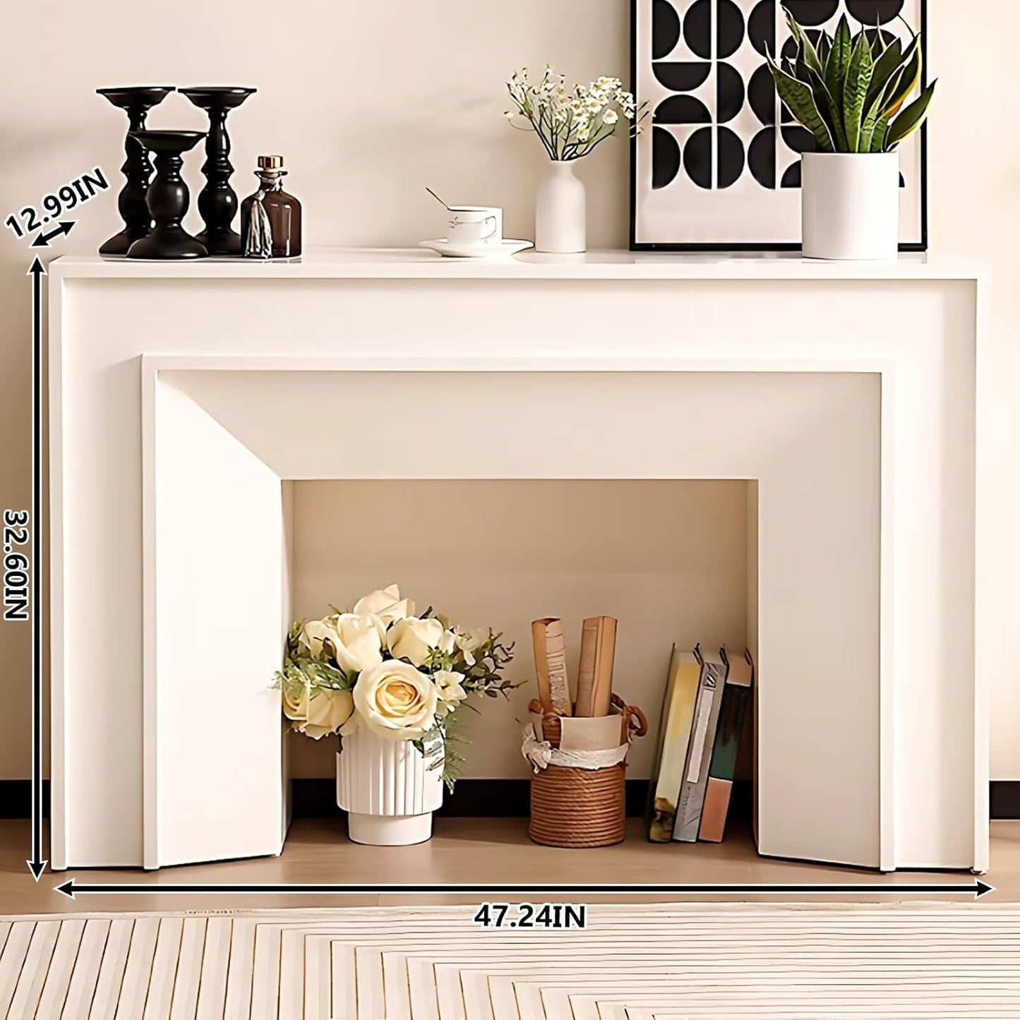 Aihm-Lon White Electric Fireplace French Square Design 47”