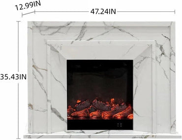 Aihm-Lon Tall Electric Fireplace Includes Traditional 3D Floral Carving 47”
