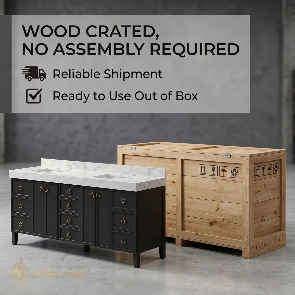 80''-96'' Double Bathroom Vanity with Sink Dark Finish Spacious Drawers Organized Storage