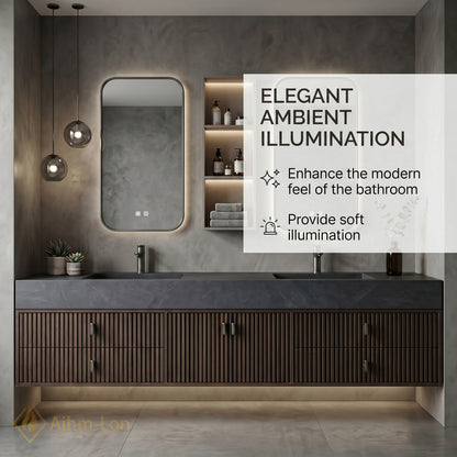 60''-96'' Double Bathroom Vanity with Sink Floating Wall-Mounted Cabinet Dark Stone Surface