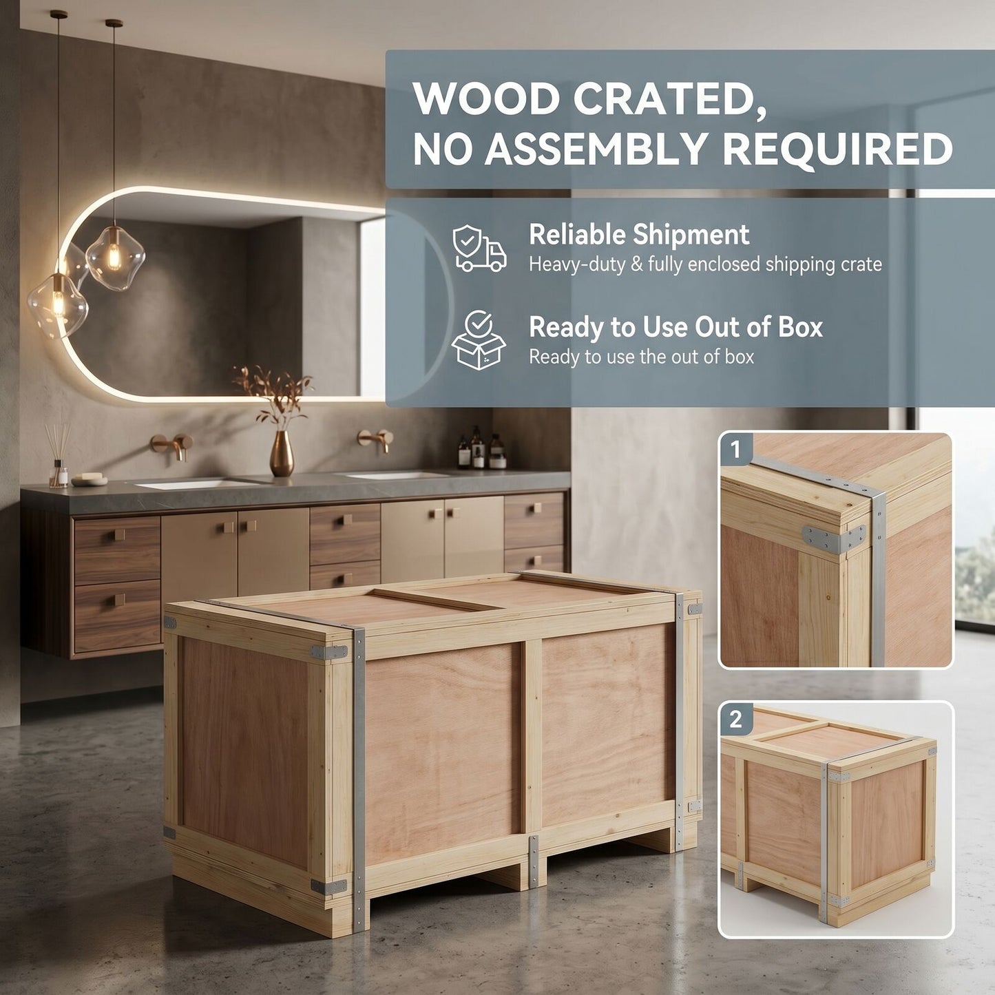 76''-96'' Modern Bathroom Vanity with Sink Marble Texture Top Storage Drawers Cabinet