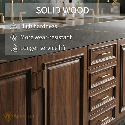 72''-96'' Double Bathroom Vanity with Sink Brown Panel Doors Refined Rich Finish