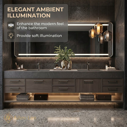 76''-96'' Double Bathroom Vanity with Sink Floating Storage Drawers Dark Stone Texture