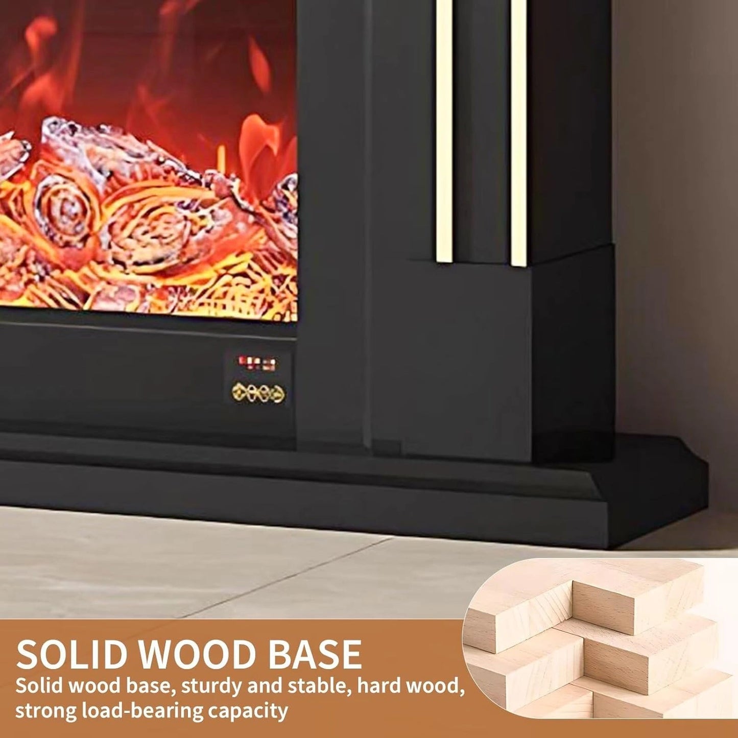 Aihm-Lon Simple Electric Fireplace with Golden line decoration 59”-95”