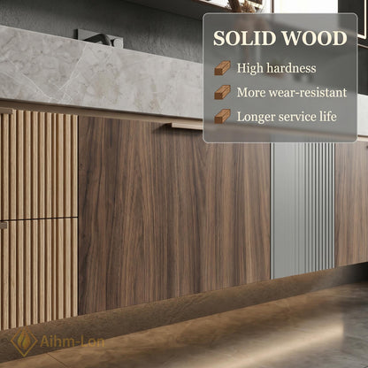 78''-96'' Double Bathroom Vanity with Sink Floating Vanity Grain Finish Slatted Center