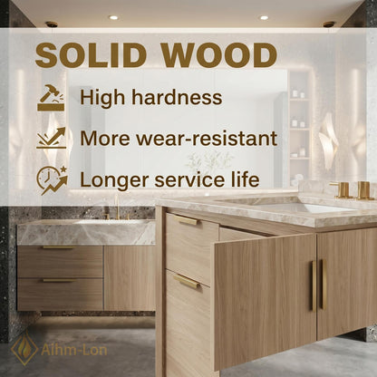 60''-96'' Double Bathroom Vanity with Sink Modern Floating Wood Grain Finish Open