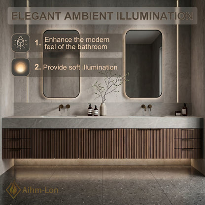 70''-96'' Double Bathroom Vanity with Sink Wall-Mounted Wall-Mount Modern Slatted Vanities Vertical