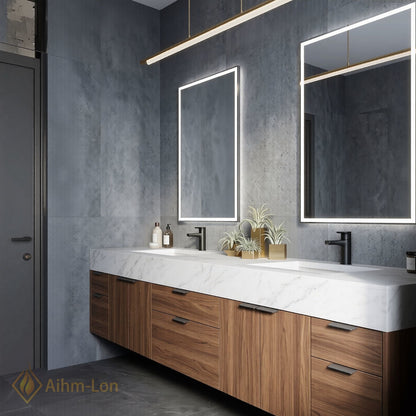 72''-96'' Double Bathroom Vanity with Sink Floating Storage Drawers Large Marble with