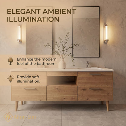 60''-96'' Spacious Bathroom Vanity with Sink Double Sink Natural Wood Grain Open Center