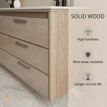 60''-96'' Double Bathroom Vanity with Sink Floating Frame Full Length Mirror Cabinet