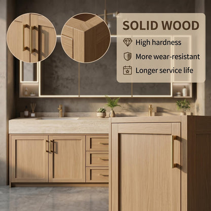 70''-96'' Double Bathroom Vanity with Sink Stone Top Solid Wood Shaker Drawer Cabinet