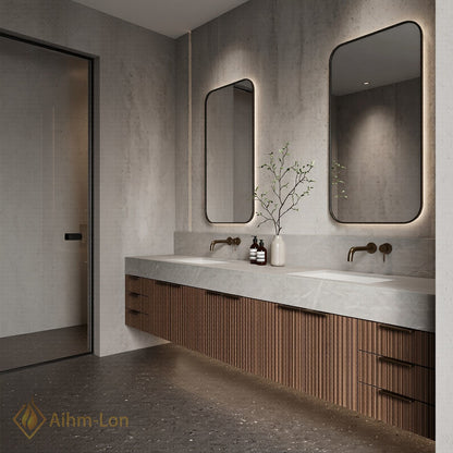 70''-96'' Double Bathroom Vanity with Sink Wall-Mounted Wall-Mount Modern Slatted Vanities Vertical