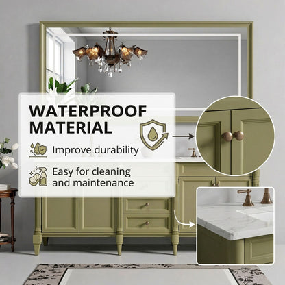 60"-96"Large Classic Bathroom Vanity with Double Sink   Cabinet with Integrated Mirror