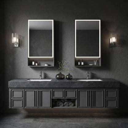 60''-96'' Double Bathroom Vanity with Sink Modern Geometric Framed Charcoal Marble-finish