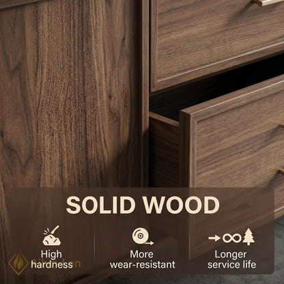60''-96'' Double Bathroom Vanity with Sink Modern Floating Dark Walnut Slatted Panel