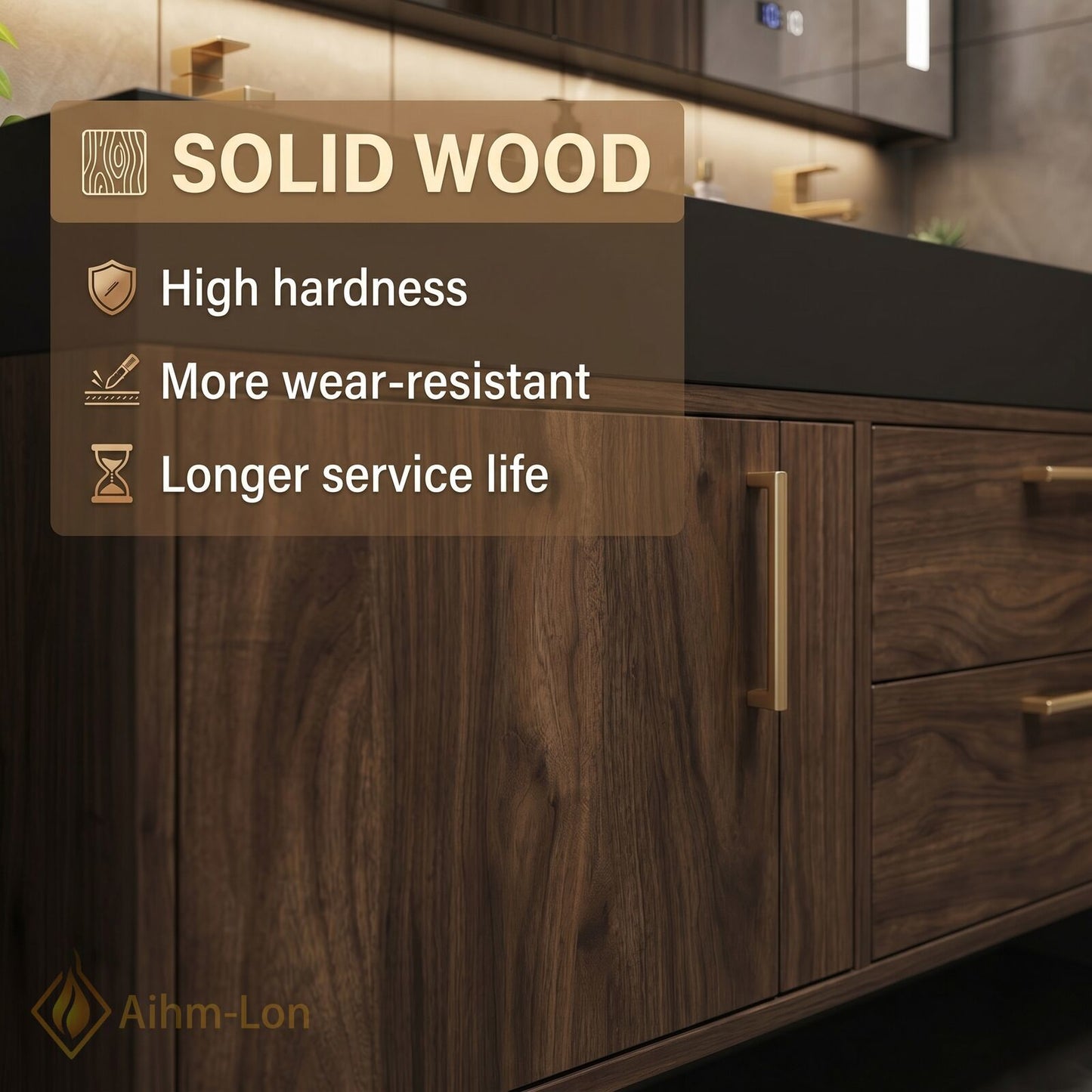 60''-96'' Double Bathroom Vanity with Sink Floating Wall-Mounted Design Dark Solid Countertop
