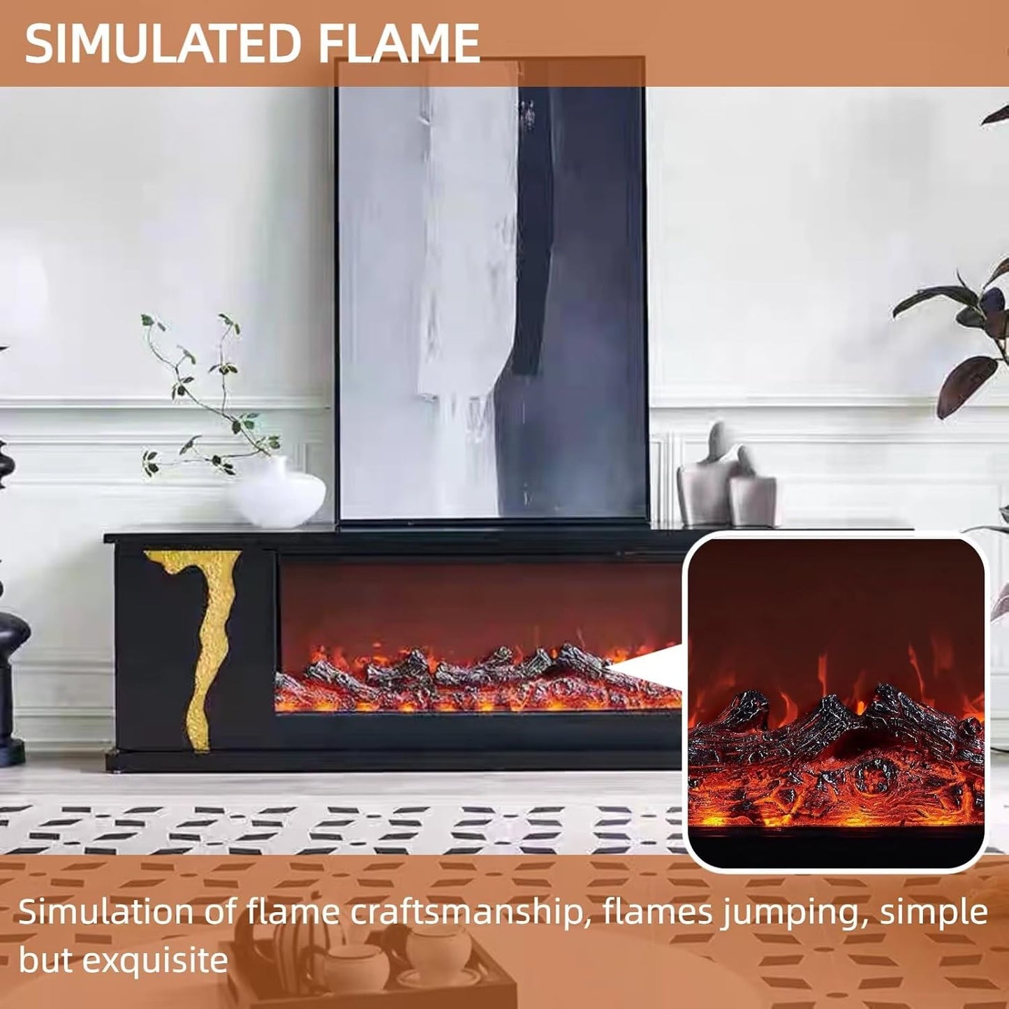 Aihm-Lon Freestanding Electric Fireplace Artistic Crack Design 79”