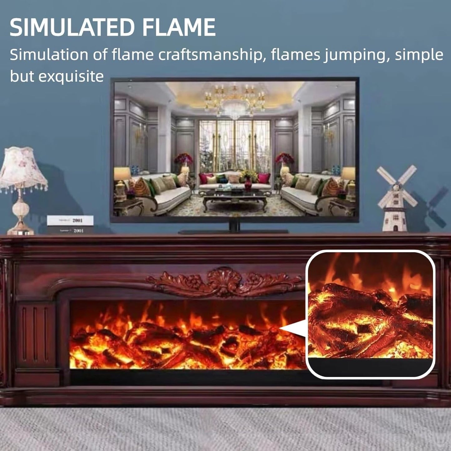 Aihm-Lon Exquisite Electric Fireplace with Realistic LED Flame Effect 79”
