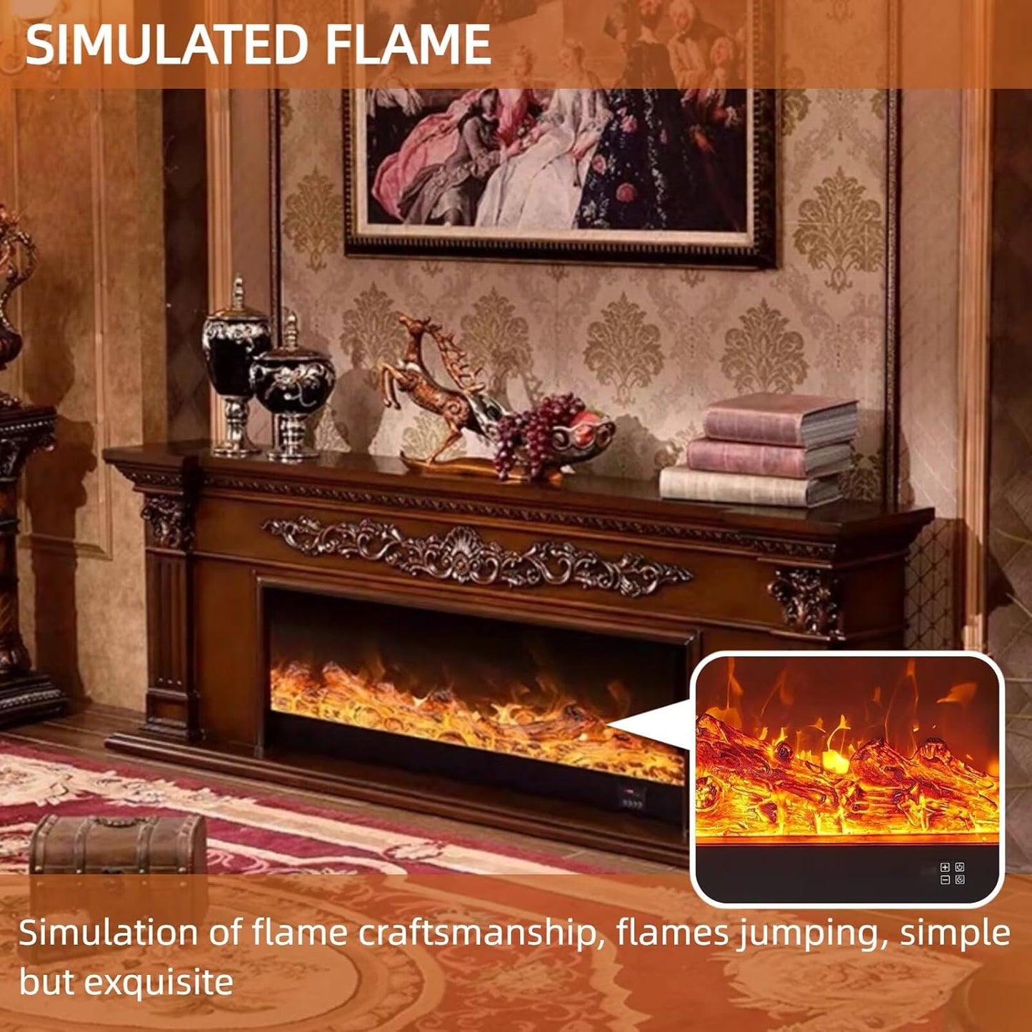 Aihm-Lon White Electric Fireplace with Decorative Flame 79”