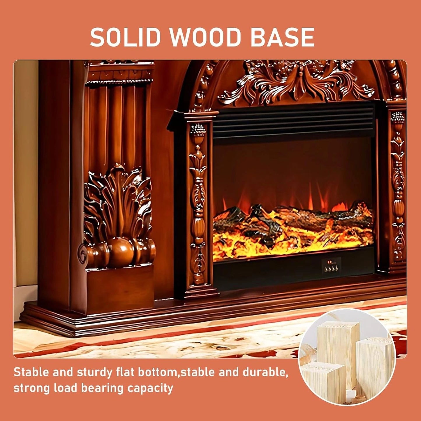 Aihm-Lon Electric Fireplace Includes Exquisite 3D Embossed Flower Design 71”