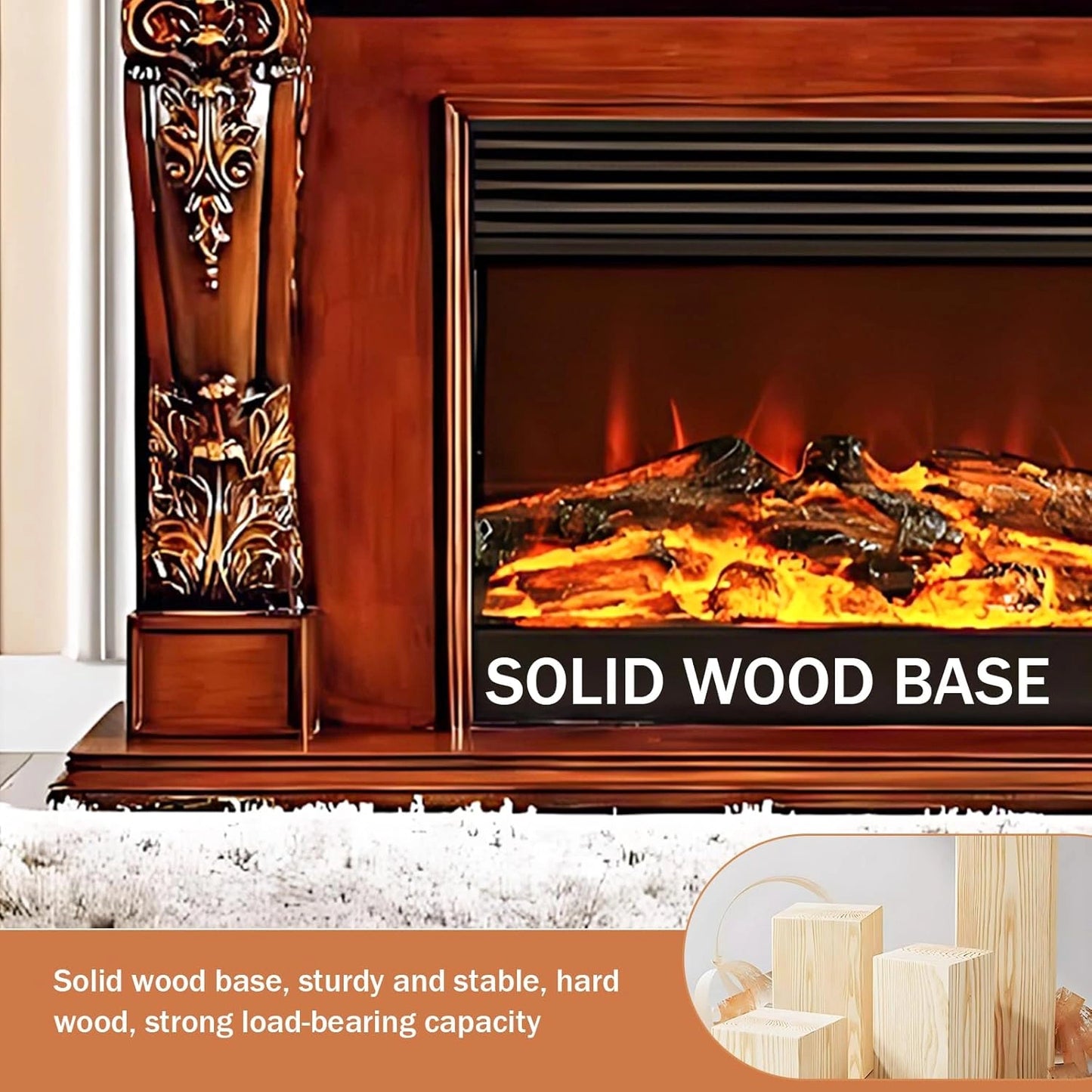 Aihm-Lon Luxury Electric Fireplace with Exquisite Carved Texture 71”