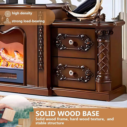 Aihm-Lon Luxury Electric Fireplace with Mantel Includes Vintage Carving 81”