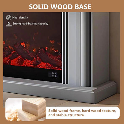 Aihm-Lon Electric Fireplace with Layered Lines White TV Stand 47”