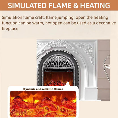 Aihm-Lon Freestanding Electric Fireplace Vintage Tall Chimenea TV Stand 51”