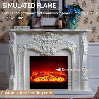 Aihm-Lon Retro Electric Fireplace Includes White European Faux Bricks 59”