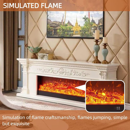 Aihm-Lon White Electric Fireplace with Decorative Flame 79”