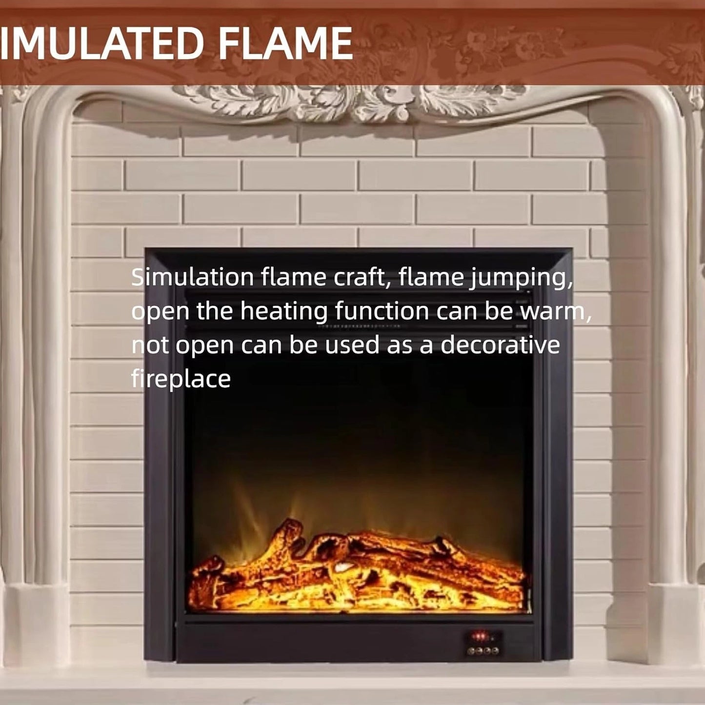 Aihm-Lon Brown Electric Fireplace with LED Simulated Flame 59”